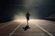 A man sprint running on track on head. Generative Ai