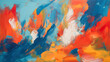 Abstract background of acrylic paint in blue, orange and yellow tones. generative ai