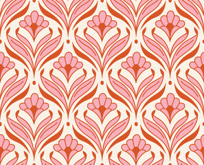 Wall Mural - damask organic leaves seamless pattern. vector retro style background print. decorative flower textu