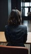 © perfectlab - Back view of a woman in a suit waiting for a job interview, generated AI