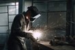 © ttonaorh - Worker making electric grinding wheel on steel structure in factory Metal processing with an angle grinder sparks in metal