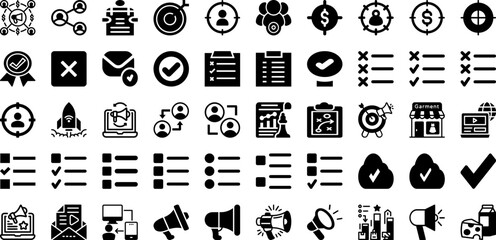 Wall Mural - Mark Icon Set Isolated Silhouette Solid Icons With Vector, Isolated, Illustration, Sign, Icon, Symbol, Mark Infographic Simple Vector Illustration