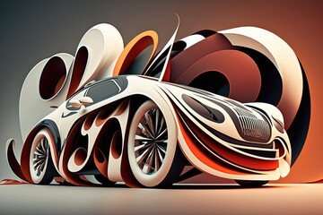 Wall Mural - Sports car on a colored background