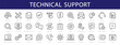 Technical Support thin line icons set. Technical support editable stroke icon collection. Vector