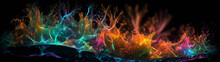 A Colorful Abstract 3d Image Of The Biological Environment Observed Through A Microscope. Colorful Rich Background With Soft Colors On A Dark Background. High Quality Illustration