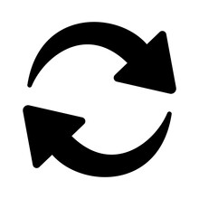 Rotating Arrow In Line Style Icon. Sync Arrows Symbol. Exchange, Convert, Circular, Cyclic Arrows, Recurrence, Flip, Reverse Simple Black Style Sign For Apps And Website, 