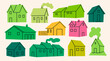 © Dariia - Set of various small tiny Houses. Paper cut cartoon minimal style. Flat design. Hand drawn Vector illustration. Isolated design elements. Building, sweet home, real estate concept