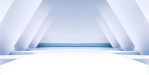 Aufkleber - Beautiful airy widescreen minimalistic white and light blue architectural background banner with tilted columns. AI generated.