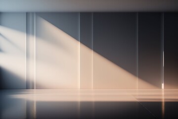 Aufkleber - A light gray and beige wall with decorative panels and a smooth floor with interesting highlights and shadows. Universal background for presentation.