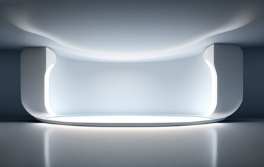 Leinwandbilder - Beautiful modern futuristic podium with integrated lighting for product presentation. AI generated.