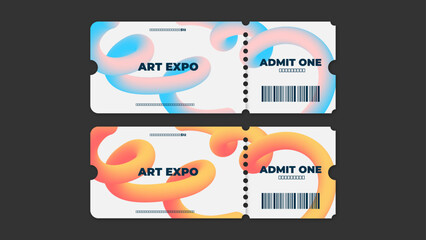 2 Art Expo Entrance Tickets. Vector Graphic Templates.