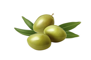 Wall Mural - Green olives on transparent background, created with generative AI