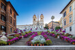 Spanish Steps in the morning with azaleas in Rome, Italy.
