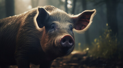 Poster - Pig in farmers clothes Generative AI 