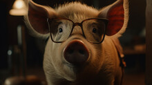 Pig Wearing Glasses Generative AI 
