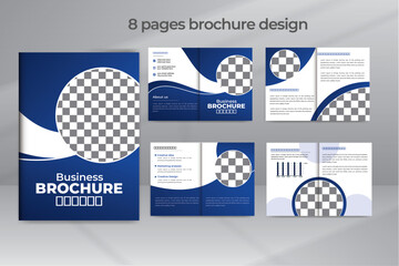 Corporate brochure layout design, 8 page corporate brochure editable template layout, minimal business brochure template design