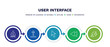 set of user interface thin line icons. user interface outline icons with infographic template. linear icons such as hdpe 2, upload button, mouse cursor, rewind, exchange personel vector.