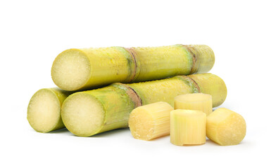 Wall Mural - Fresh sugar cane isolated on white background.