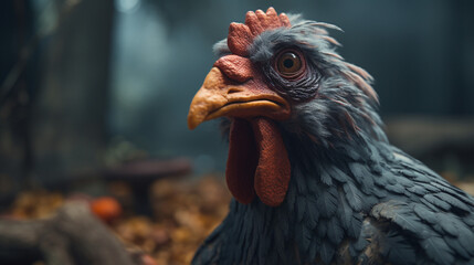 Poster - close up of a chicken Generative AI 