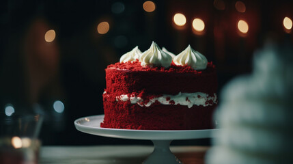 Canvas Print - Red velvet cake with cream cheese frosting Generative AI 