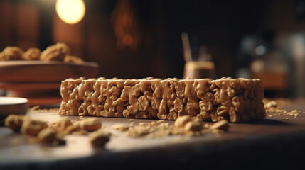 Canvas Print - Cereal bars with peanut butter Generative AI 