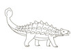 Ankylosaurus with a dangerous tail. Herbivorous dinosaur of the Jurassic period. Vector cartoon illustration. Black and white line. Coloring page for kids