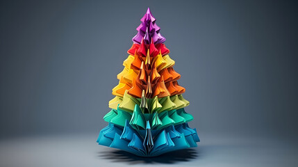 3 d colorful illustration Abstract creative christmas tree christmas tree greeting card background concept of christmas and happy year 2024 banner space for text  Generative AI