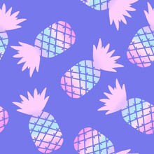 Cartoon Summer Fruit Seamless Pineapple Pattern For Wrapping Paper And Fabrics And Linens And Kids Clothes Print