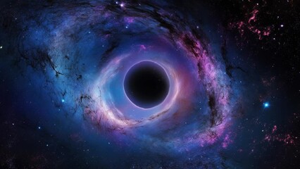 black hole inside shining nebula deep space surrounded by twinkling galaxy stardust enchanting backg