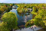 Fototapeta  - Drone photo of Lazienki - Royal Baths Park in Warsaw city, Poland