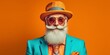 © CROCOTHERY - portrait of an cool old men with beard and hat, crazy lifestyle concept, fictional person created with generative ai