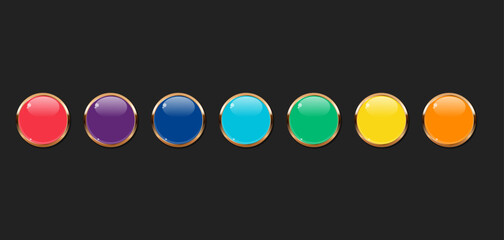 Collection of colorful golden buttons