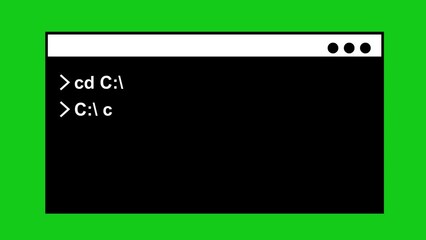 animation CMD command prompt icon typing pc codes, on a green chroma key background