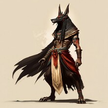 Anubis, He Egyptian God Of Death Character Design, Generative AI
