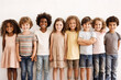 © wetzkaz - multiethnic children stand side by side in line, childhood and child. Generative AI