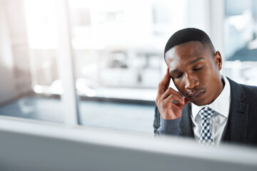 Aufkleber - When did I lose my passion for this job. a young businessman experiencing stress while working at his desk in a modern office.