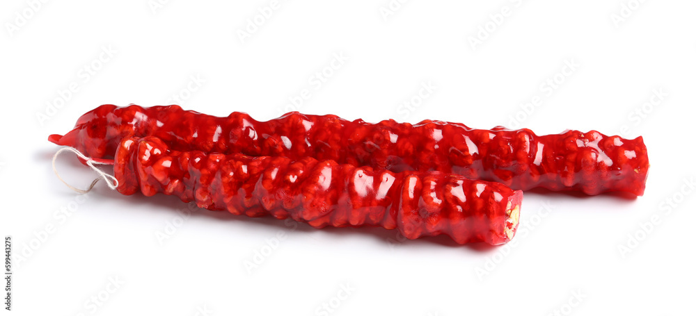 Tasty churchkhela isolated on white background