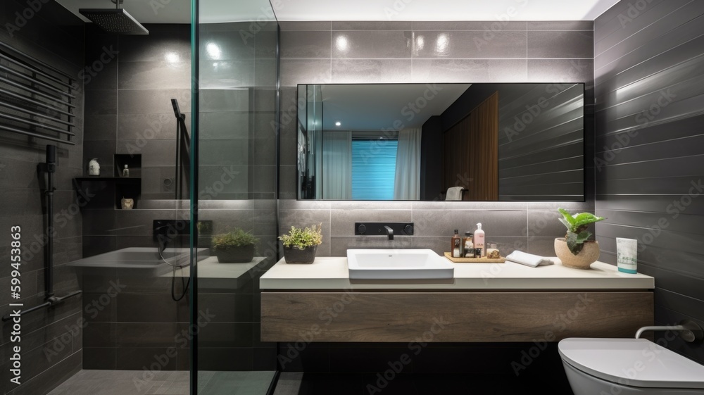Interior design of Bathroom in Contemporary style with Shower decorated ...