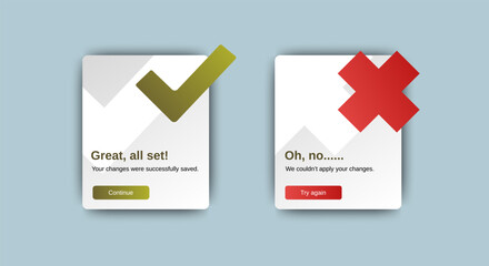 Wall Mural - success and failed pop up notification design for website, mobile or app. vector