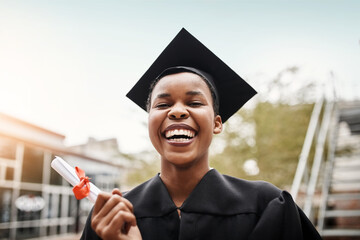 Poster - Beyond happy to be graduating. Portrait of a female student on graduation day from university.