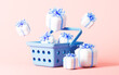 © 婷婷 季 - Full of gifts in the shopping basket, 3d rendering.