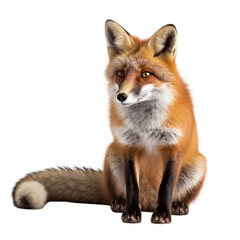 Wall Mural - Fox isolated on white, transparent background, PNG, generative ai