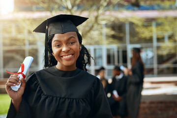 Sticker - Im super proud of myself. Portrait of a happy young woman holding a diploma on graduation day.