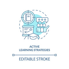 Wall Mural - active learning strategy turquoise concept icon. learning strategy. college student. teaching method