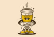 © Adipra - Vintage mascot character of a paper cup of coffee with shy expression