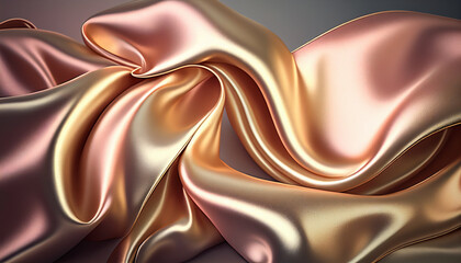 Multicolor wavy silk texture cloth fabric background luxury satin. Generative AI