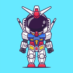 Wall Mural - Cute Astronaut Robot Cartoon Vector Icon Illustration. Science Technology Icon Concept Isolated Premium Vector. Flat Cartoon Style