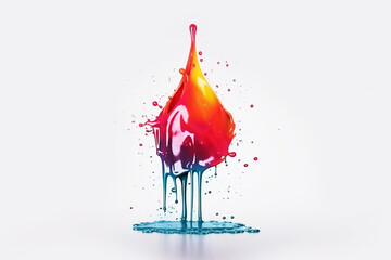 Wall Mural - Creative colorful paint drop dripping on white background