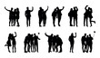 © Andreas - Silhouette group of people selfie different poses silhouette vector set on white background.