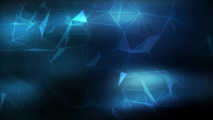 Wall Mural - abstract plexus of moving glowing dots and lines - network or digital connection - on blue technolog